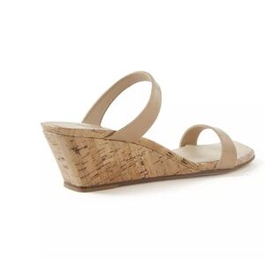 Stuart Weitzman Beige Nude Cork Wedge Slide Sandals